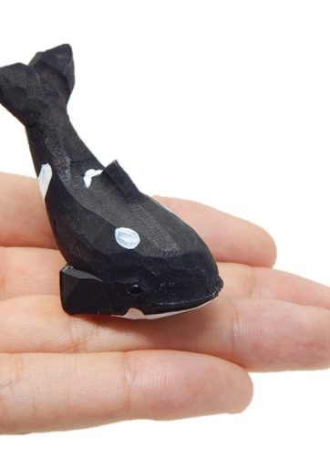 Orca Killer Whale Figurine Decoration Black Fish Statue Shamu Miniature Wooden Art Wall Carved Small Animal