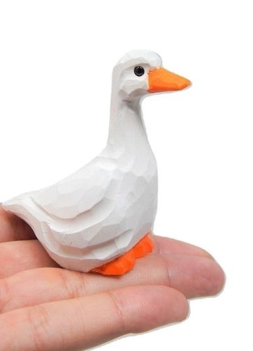 White Goose - Figurine Ross's Snow Domestic Emden Swan Farm Miniature Handmade Wood Duck Art Carved Bird Geese Small Animals Collectible