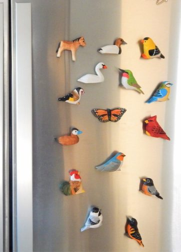 Wood Carved Animal Fridge Magnet Adult Kitchen Decor Cute Unique Custom Art Figurine Bird Duck Horse Butterfly