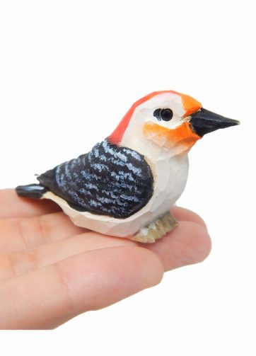Red Bellied Woodpecker Wood Figurine Forest Common Woodland Pecker Sapsucker Miniature Bird Art Carve Small Animal