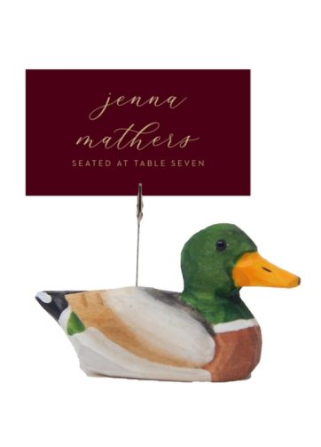Mallard Duck Wood Place Card Holder Memo Photo Note Signage Menu Clip Clamp Base Wedding Business