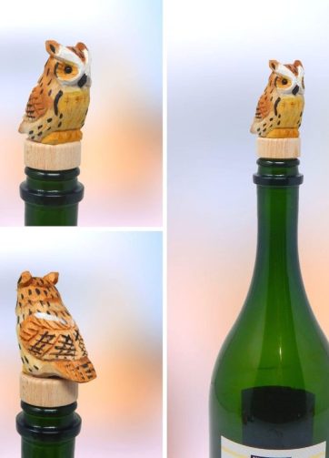 Great Horned Hoot Owl Wine Stopper Bird Handmade Reusable Bottle Plug Saver Cap Sealer Decor Unique Accessory