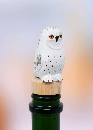 Snowy White Owl Bird Wine Stopper Handmade Reusable Bottle Plug Saver Cap Sealer Decorative Accessory
