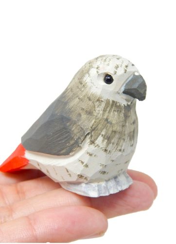 Grey African Parrot Wood Figurine Statue Sculpture Ornament Decor Miniature Art Carve Small Animal