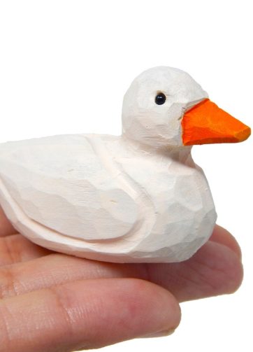 Pekin Duck Figurine Wood Statue Miniature Handmade Art Decoy Mini Carved Bird Decor Drake Male Small Animals Collectible