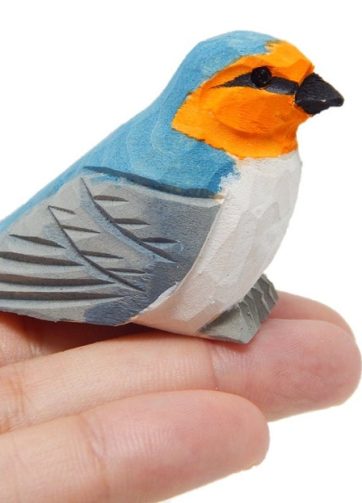 Barn Swallow Bird Figurine Home Decoration Art Statue Blue Miniature Wooden Carved Small Animal