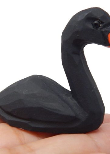 Black Swan Figurine Bird Animal Decor Art Small Goose Statue Gift Carving Miniature Sculpture