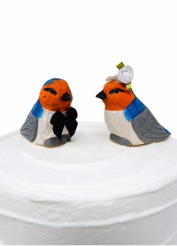 Barn Swallow Love Bird Cake Topper Bride & Groom Wedding Engagement Anniversary Carved Wood Statue