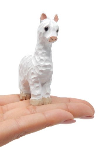 Llama Figurine Statue Alpaca Miniature Small Animal Party Decor Wood Art Sculpture