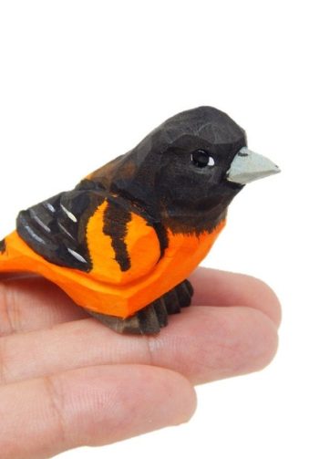 Oriole Bird Figurine Decoration Baltimore Orchard Statue Black Orange Miniature Wooden American Song Oscine Art Carved Small Animals