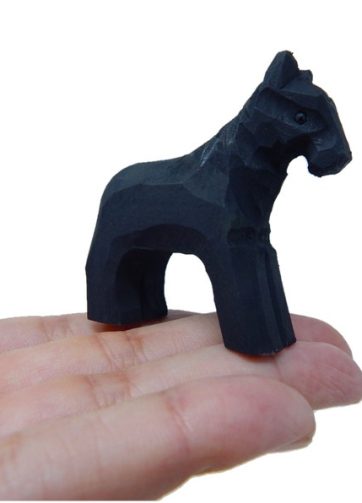Black Horse Wood Figurine - Small Farm Animal Pony Gift Handmade Art Carving Decoration Miniature Animals Girl Women
