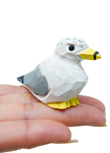 Seagull Handmade Wood Figurine Statue Albatross Bird Sculpture Decor Miniature Art Carve Small Animal
