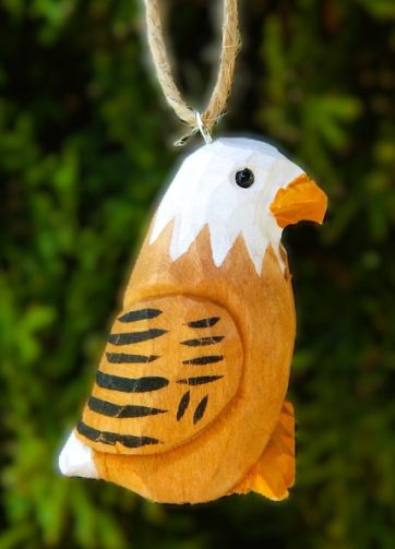 Eagle Ornament Handmade Wooden Hanging Decor Bird Rustic Carving Figurine