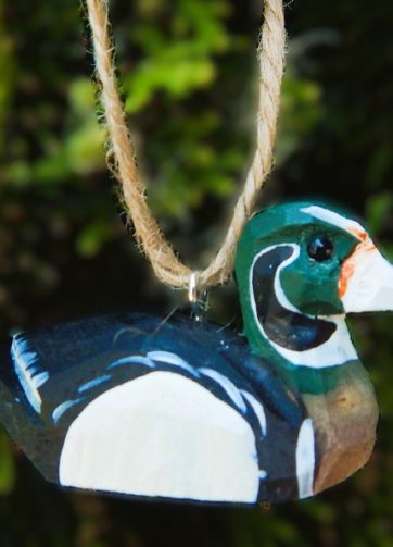 Carolina Wood Duck Drake Bird Hanging Ornament Figure Handmade Carved Decoration