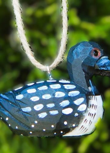 Common Loon Duck Wood Ornament Hanging Figurine Handmade Carved Decoration