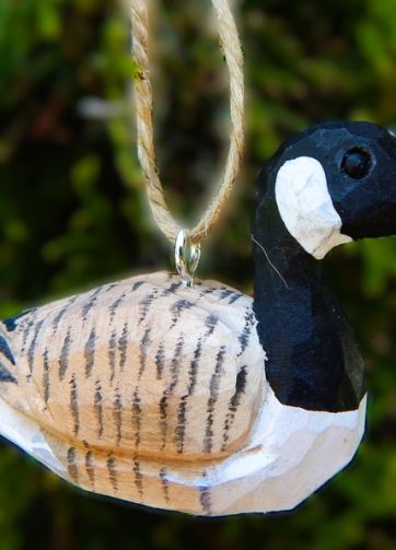 Canada Goose Ornament Handmade Wooden Hanging Decor Bird Rustic Carving Figurine