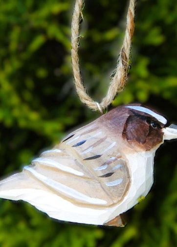 Robin Bird Ornament Wood Hanging Figurine Holiday Decoration Handmade Carving Small Animal
