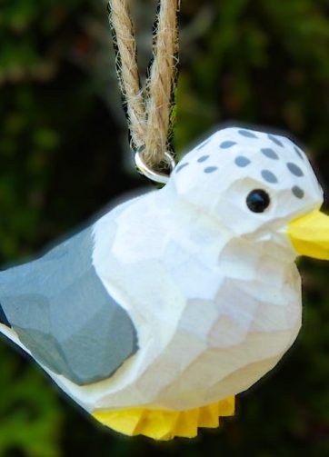 Seagull Ornament Wood Albatross Bird Hanging Figurine Handmade Carved Decoration