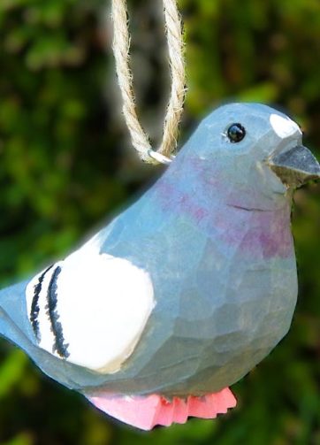 Pigeon Ornament Wood Bird Hanging Figurine Handmade Carved Decoration