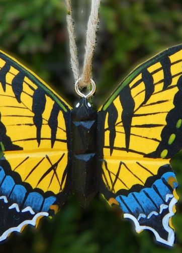 Swallowtail Butterfly Ornament Handmade Wooden Hanging Decor Rustic Carving Figurine