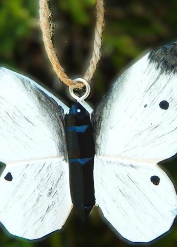 Cabbage White Butterfly Ornament Handmade Wooden Hanging Decor Rustic Carving Figurine
