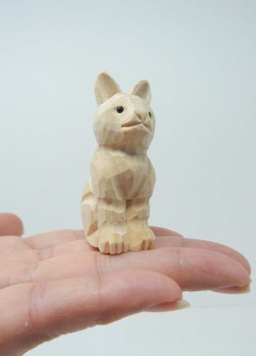 Cat Kitten Small Unfinished DIY Wood Figurine - House Pet Blank Craft Hand Carved Decoration Miniature Animals