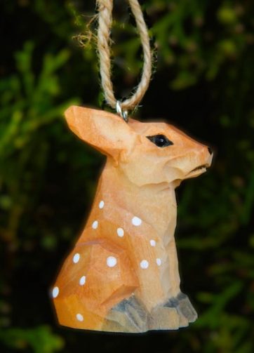 Deer Ornament Handmade Wooden Reindeer Hanging Decor Rustic Carving Cabin Figurine