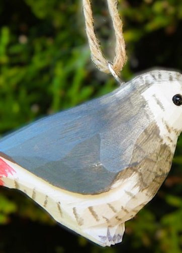 Grey Parrot Ornament Handmade Wooden Hanging Decor Bird Rustic Carving Figurine