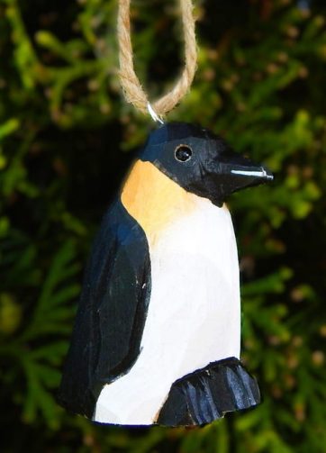 Penguin Ornament Handmade Wooden Hanging Arctic Sea Bird Decor Rustic Carving Figurine