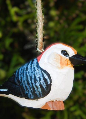 Red Bellied Woodpecker Ornament Handmade Wooden Hanging Decor Pecker Bird Rustic Carving Figurine