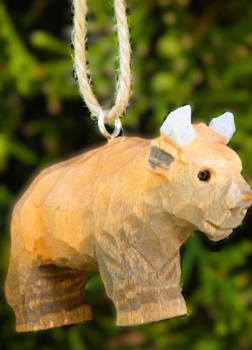 Bison Buffalo Ornament Wood Hanging Figurine Holiday Decor Handmade Carving Small Animal