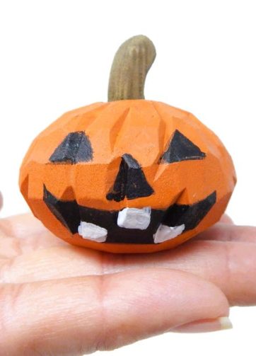 Handmade Wooden Jack-o'-Lantern Pumpkin Decoration, Small Halloween Decor, Mini Rustic Fall Autumn Rustic Indoor Outdoor Craft