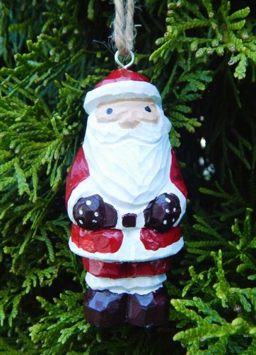 Santa Claus Ornament Handmade Wooden Hanging Decor Rustic Carving Figurine