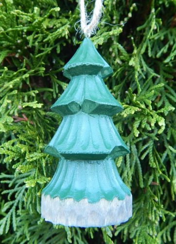 Handmade Wooden Christmas Tree Ornament Hanging Decor Rustic Carving Figurine