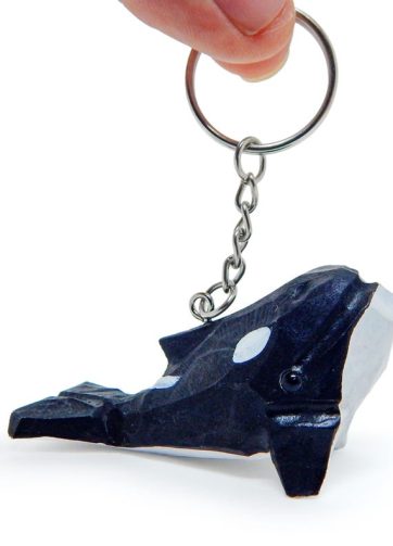 Orca Killer Whale Keychain Ring Hook Clip Charm Miniature Wood Mini Figurine Small Animal