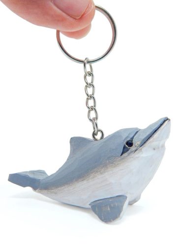 Dolphin Handmade Keychain Ring Hook Clip Charm Miniature Wood Mini Figurine Small Animal