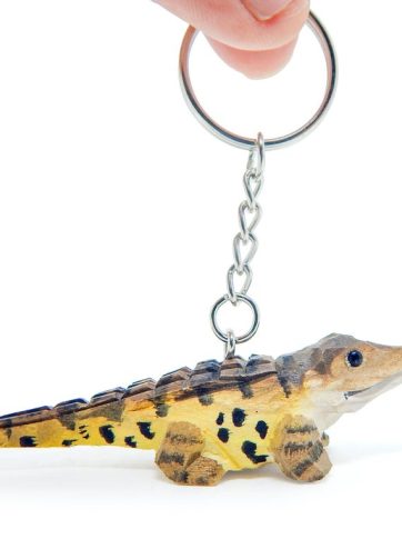 Crocodile / Alligator Keychain Ring Hook Clip Charm Miniature Wood Mini Figurine Small Animal