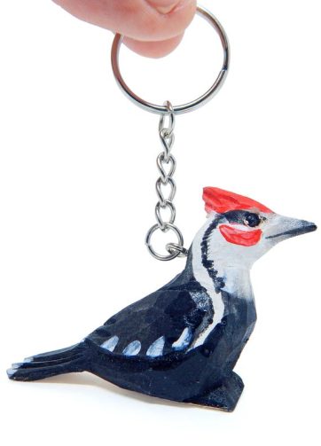 Woodpecker Woodland Sapsucker Keychain Ring Hook Clip Charm Miniature Wood Mini Figurine Small Animal