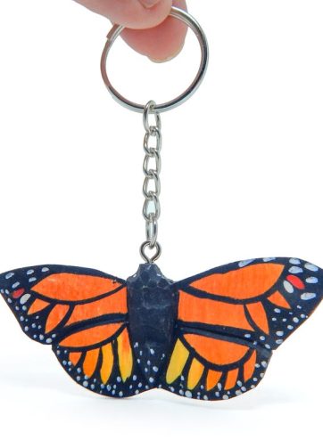 Butterfly Keychain Ring Hook Clip Small Charm Miniature Wood Figurine Statue