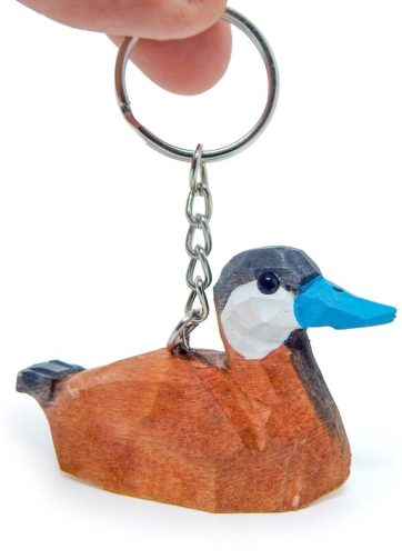 Ruddy Duck Keychain Ring Clip Charm Bird Miniature Wood Mini Figurine Small Animal