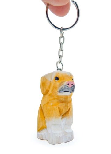 Labrador Retriever Dog Puppy Keychain Ring Hook Clip Charm Miniature Wood Mini Figurine Small Animal