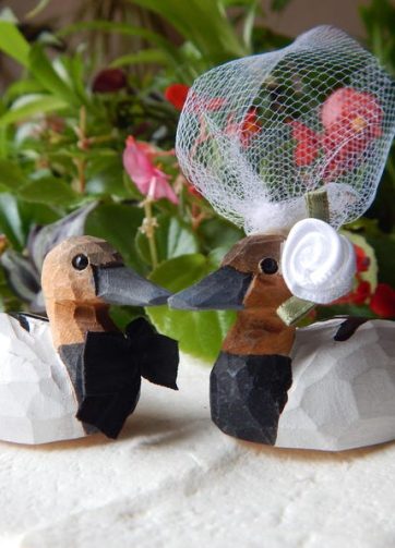Canvas Duck Cake Topper Bride & Groom Love Wedding Engagement Anniversary Carved Wood Statue